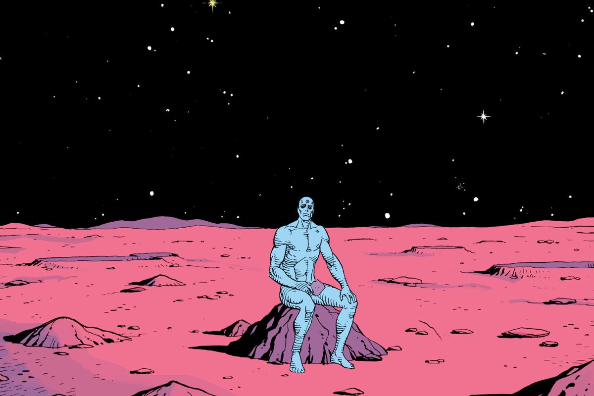 a man sits on mars by himself